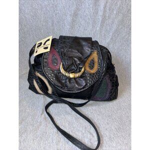 Vtg PC BAG Multicolor Faux Leather Patchwork Crossbody Shoulder Bag 1990’s